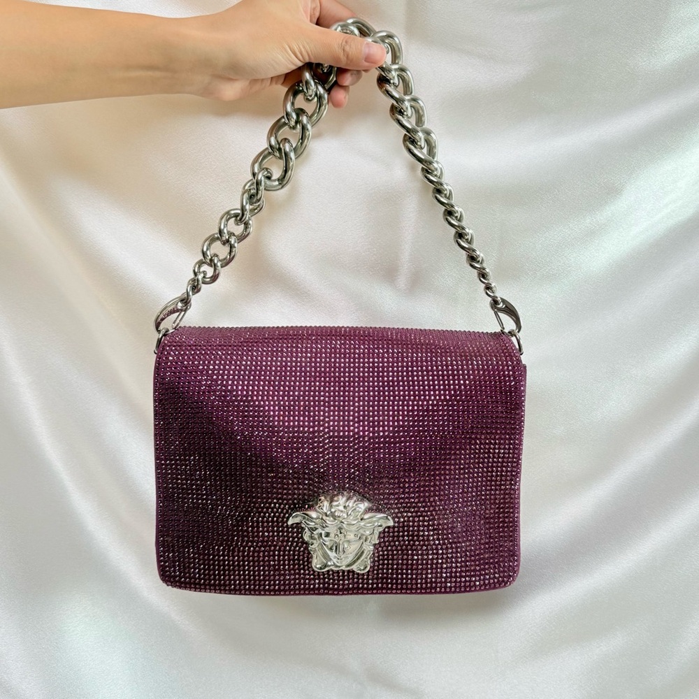 Versace Purple Shoulder Bag with Silver Chain - Picture 2 of 16